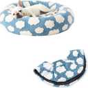 Lesure Donut Small Dog Bed with Replacement Cover 30x30x8 Inch, Blue
