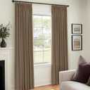 100% Blackout Shield Linen Pinch Pleated Curtains Blackout, Curtains 108 Inches Long 2 Panel Set for Bedroom/Living Room, Pinch Pleat Drapes with Hooks, 40 W x 108 L, Linen Brown