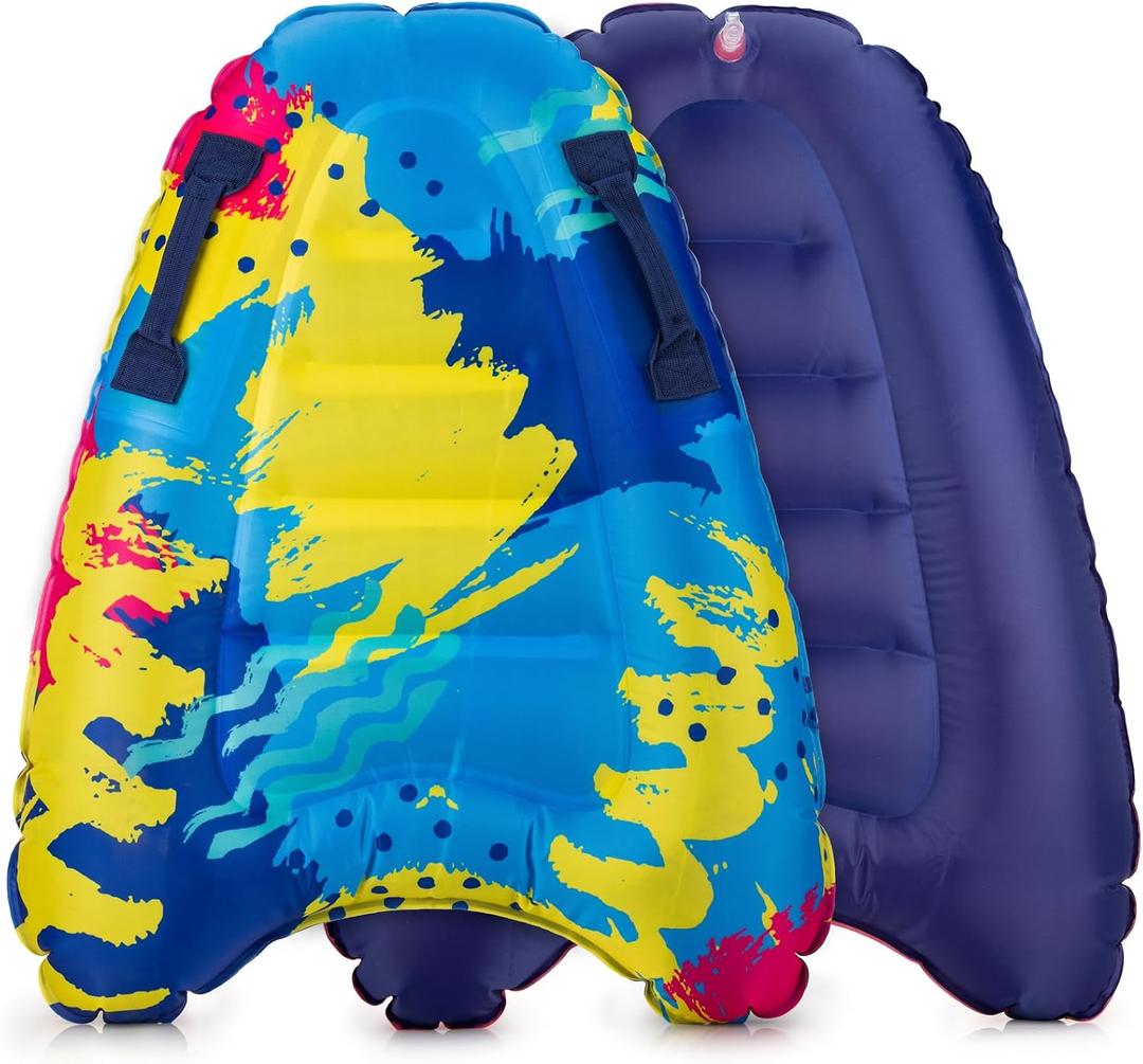 Inflatable Boogy Boards for Beach Travel Toys, 30 Cavas Slip Slide Water Park Body Surfing Board with Handles, Summer Fun Water Pool Game Toys for Kids 4,8,12 Ages, Large