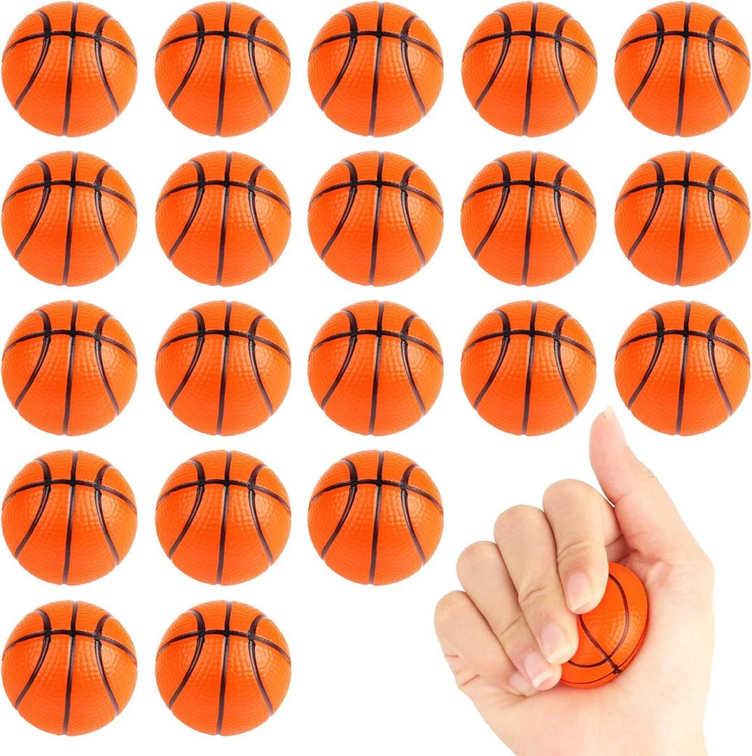 Hxezoc Mini Basketball Stress Balls 20 Packs Basketball Foam Sports Balls Small Squeeze Anxiety Bulk Toy Ball for Kids Basketball Birthday Party, School Carnival Party Supplies