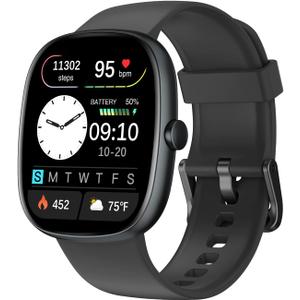 Fitness Tracker 2025 Ver. (Answer/Make Calls), 1.85" Smart Watch Fitness Watches for Women Men with 24/7 Heart Rate Blood Oxygen Monitor Sleep Tracker 100+ Sport Modes IP68 Waterproof (Black)