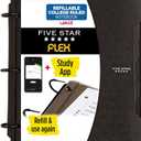 Five Star Flex Refillable Notebook + Study App, College Ruled Paper and 1 Inch TechLock Ring Binder with Pockets, Tabs and Dividers, 200 Sheet Capacity, Black (29328AA2)