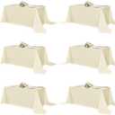 sancua Rectangle Tablecloths 6 Pack - 90x132 Inch - Beige Washable Fabric Cloth Table Cloth, Large Reusable Polyester Table Covers for Wedding, Party, Birthday, Banquet