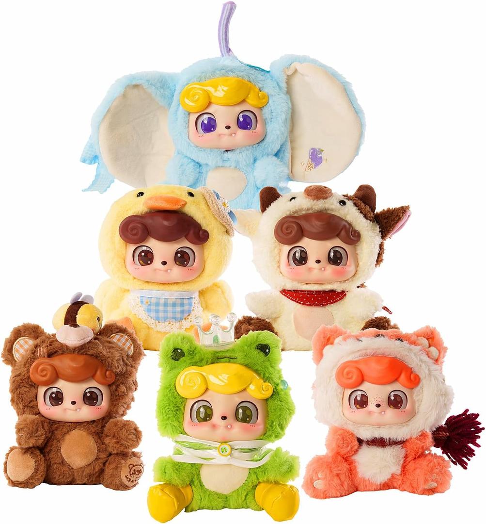 Baby Three Q.Kid Plush Blind Box，Animal Preschool Series Plush Toy Keychain & Bag Charm Collectible Cut Birthday Gifts for Girl 1PC (1 of 7 Possible Styles) 7 in