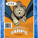Grizzly Tarps by B-Air 6' x 8' Large Multi-Purpose Waterproof Heavy Duty Poly Tarp with Grommets Every 36", 8x8 Weave, 5 Mil Thick, For Home, Boats, Cars, Camping, Protective Cover, Blue