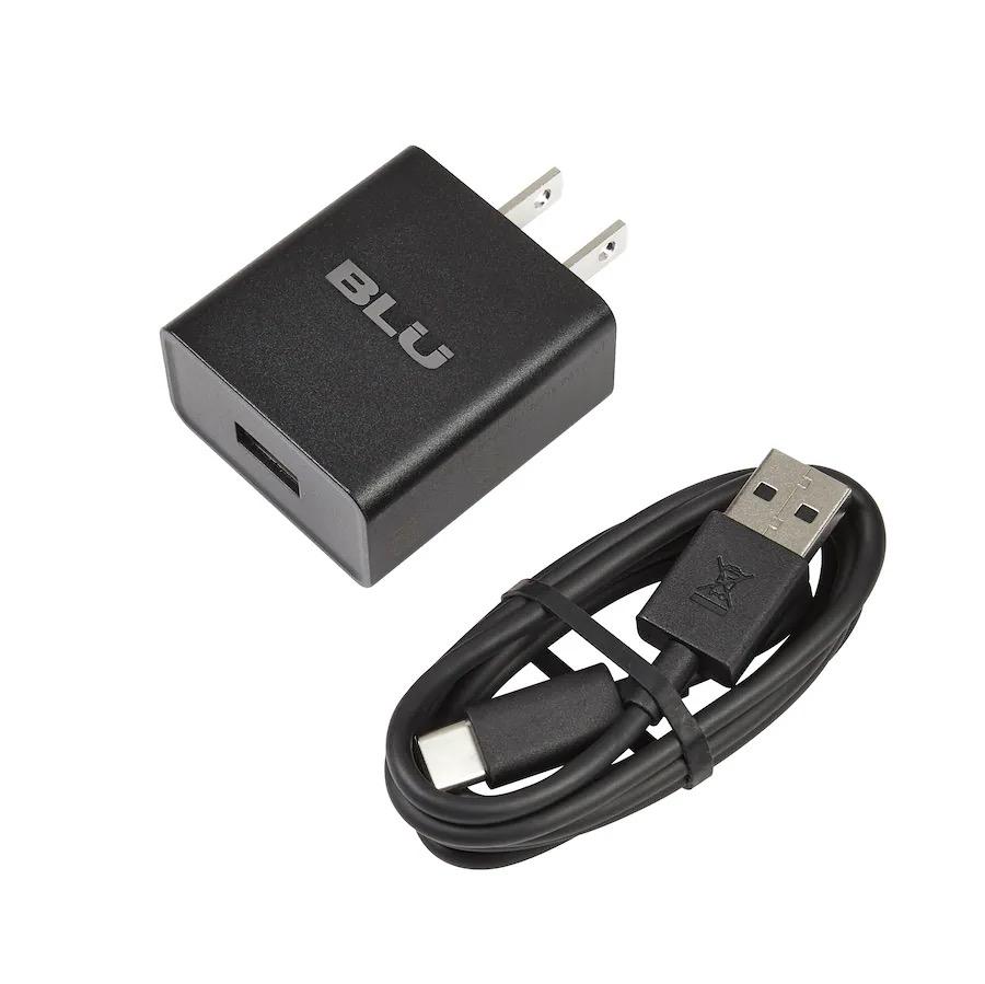 Blu Charger with 1m USB-A to USB-C Cable, 2 Pack Black
