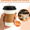 100 Pack 12 oz Disposable Coffee Cups with Lids and Sleeves,White