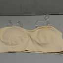 Lusait Strapless Bra for Women Non-Slip Silicone Padded Bandeau Bra Wireless Tube Top Bralette (Large, Beige)