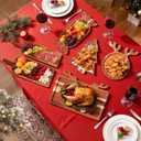 2PCS Wine Bottle Serving Board with Handle, Decorative Rectangular Long Food Trays for Home Decor, Acacia Wood Serving Platter, Unique Christmas Cutting Board Cheese Platter for Dinner Party