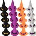GSHLLO 20 Pcs Mini Felt Witch Hats Miniature Halloween Party Hat Wine Bottle Hat Topper Tiny Wizard Cap Hat Small Tree Ornaments Hats for DIY Crafts