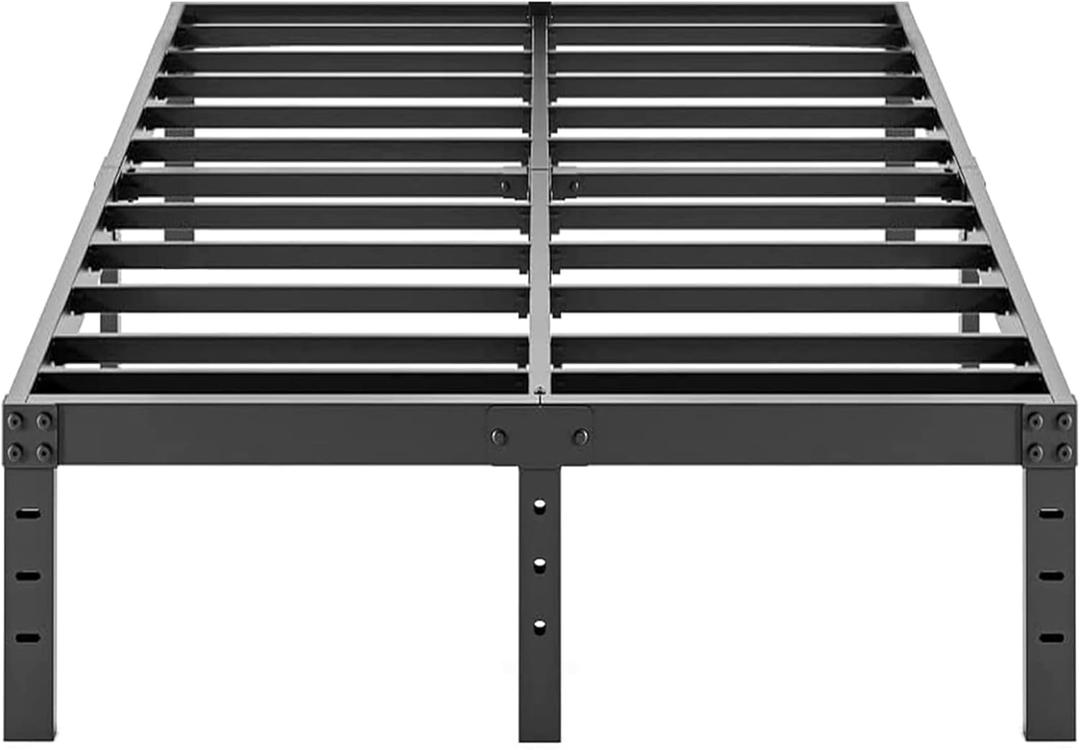 ALDRICH Metal King Size Bed Frame - 16 Inch Tall Black Basic Steel Slats Platform, Easy Assembly Heavy Duty Noise Free Bedframes, No Box Spring Needed 