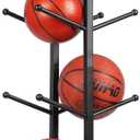Metal Basketball Storage Rack for Indoor Outdoor, 4-Layer, 15.75"D x 15.75"W x 44.09"H