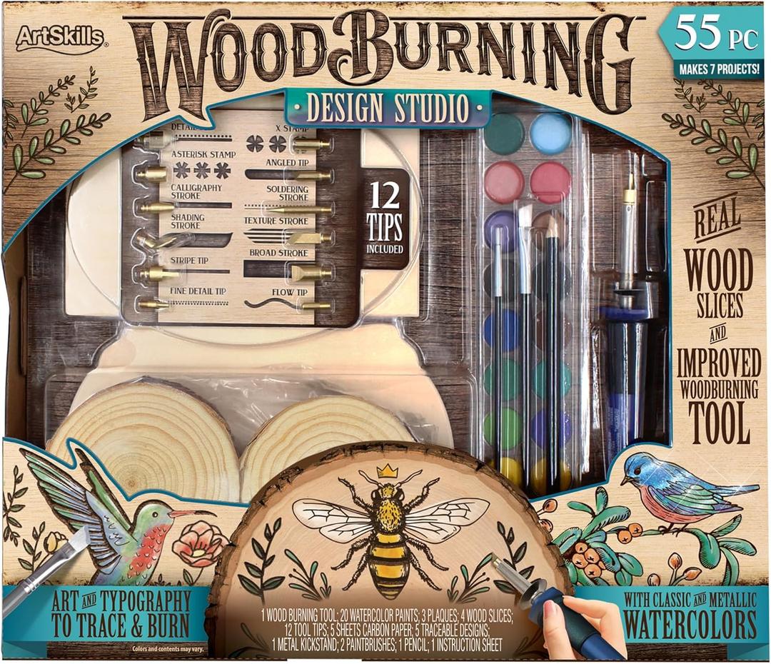 ArtSkills Wood Burning Tool Kit  55 Piece Complete Woodburning Arts and Crafts Kit Cool Gifts for Teens and Adults Fun Crafts DIY Projects