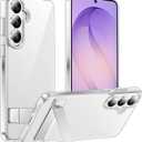 Designed for Samsung Galaxy S26 Case Clear, Built-in Invisible Kickstand [Military Grade Drop Protection] Anti-Yellowing Slim Fit Shockproof Cover for Galaxy S26 5G 6.3 Inch - Crystal Clear