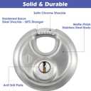 Heavy Duty Padlock with Key 70mm Stainless Steel Commercial Discus Keyed Lock, High Security, 1 Pack