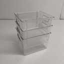 Isaac Jacobs 3-Pack Medium Clear Storage Bins with Handles, Plastic Organizer for Home or Fridge/Freezer, Pantry and Kitchen Non-Slip Container Set, BPA Free, Food Safe (3-Pack, Medium) (Medium)