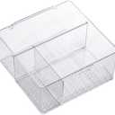 Clear Makeup Organizer Storage Box: Vanity Plastic Divided Tray with Lid for Brush Jewelry Cosmetic Boxes Beauty Supplies