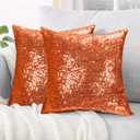 ShinyBeauty Sequin Pillow Case 20x20 2 Pack Orange Glitter Pillows Decorative Sparkles Holiday Throw Pillows for Wedding Home Party (20x20 x2pc, Orange)