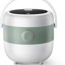 Bear Rice Cooker 3 Cups (Uncooked), 3D Heating and Fuzzy Logic, Healthy Nonstick Small Rice Cooker, PFAS-Free, Touch-Screen, for White/Brown Rice Quinoa Oatmeal Soup