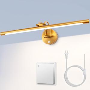 MantoLite 24'' Picture Lights for Wall,Vanity Lights for Bathroom,Plug-in or Hardwired,12W 3000K LED Dimmable Modern Bathroom Lighting Fixtures Over Mirror and Wall Lights for Bedroom(Brass)