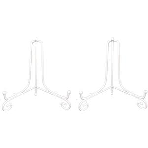 Artliving Metal Plate Stands for Display - 6-Inch Adjustable Easel Holders for Decorative Plates, Picture Frames and Books - White (2-Pack)