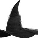 MCJC Witch Hat, Black Sparkle Tulle, Wide Brim,Halloween Costume Party Accessory