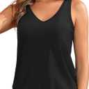 Blouson Tankini Tops for Women - Loose Fit Swim Top Only No Bottom Bathing Suit Modest Swimsuit Top 2025 (Black, M)