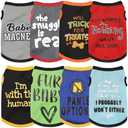 Elevate Your Pet's Seasonal Style with Playful Panache: 6-Piece Set of Dog Shirts Featuring Hilarious Printed Patterns, ensuring Airy Comfort for Summer and Timeless Fall Classics 6pc X-Large