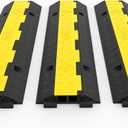 Happybuy 3 Pack of 2 Channel 11000lbs per Axle Capacity Protective Wire Cord Ramp Driveway Rubber Traffic Speed Bumps Cable Protector