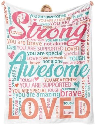 Super Soft Hug Blanket for Women - Inspirational Healing Gift for Cancer Patients, Post Surgery Recovery, Chemo Support, Hospital Stay, Thinking of You Gift for Her, Sister, Friend, 50"x60"