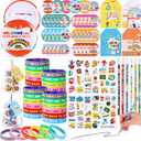 Crtiin 216 Pcs First Day of School Gifts for Students Welcome Back to School Gifts Includes Pencil Badge Stickers Silicone Bracelet Bags Card for Classroom Goodie Bags Fillers Christmas Operation