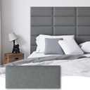 Peel and Stick Upholstered Wall Mounted Headboard Queen Size, 9 Panels Tufted Fabric Headboard,Wall Mounted Headboards, Interior Wall Panels for Bedroom, 10"x24" Dark Grey