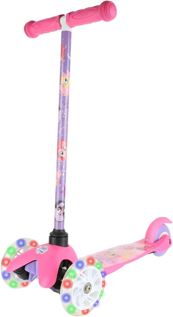 Self Balancing Kick Scooter with Light Up Wheels, Extra Wide Deck, 3 Wheel Platform, Foot Activated Brake, 75 lbs Limit, Kids & Toddlers Girls or Boys, for Ages 3 and Up (My Little Pony)
