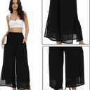 Women's Wide Leg Chiffon Dress Palazzo Pants Casual Split Hem Summer Trousers Party Club Pant, 3XL