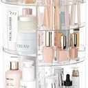 Rotating Makeup Organizer, DIY 8 Adjustable Layers Spinning Skincare Organizer, Cosmetic Display Case with Brush Holder Perfume Tray, Multi-Function Storage Carousel for Vanity Bathroom Countertop (Clear)
