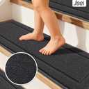 Non-Slip Stair Treads for Wooden Steps Indoor, 15 Pack 8" X 30" Edging Stair Rugs with TPE Backing, Carpet Stair Treads for Kids Elders & Pets, 100% Polyester Soft Stair Runners, Dark Grey, 30''x8''