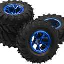 4.72''OD Rubber Tires & Wheel Rim 12mm Hex Hub Compatible with RedCat Volcano Traxxas Rustler HPI HSP Tamiya Exceed Himoto 1/10 Off-Road Monster Truck,120mmx56mm (Blue)