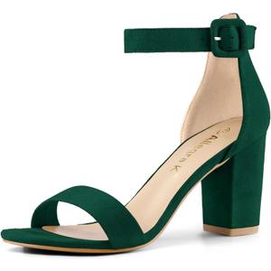 Allegra K Women's Open Toe High Chunky Heel Buckle Ankle Strap Sandals, 11