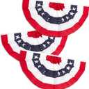 1.5x3 Ft Memorial Day Decorations 4th of July 250 anniversary flag Bunting Flags outdoor- Half Fan Banner Pleated Patriotic USA Flags 3-Pack