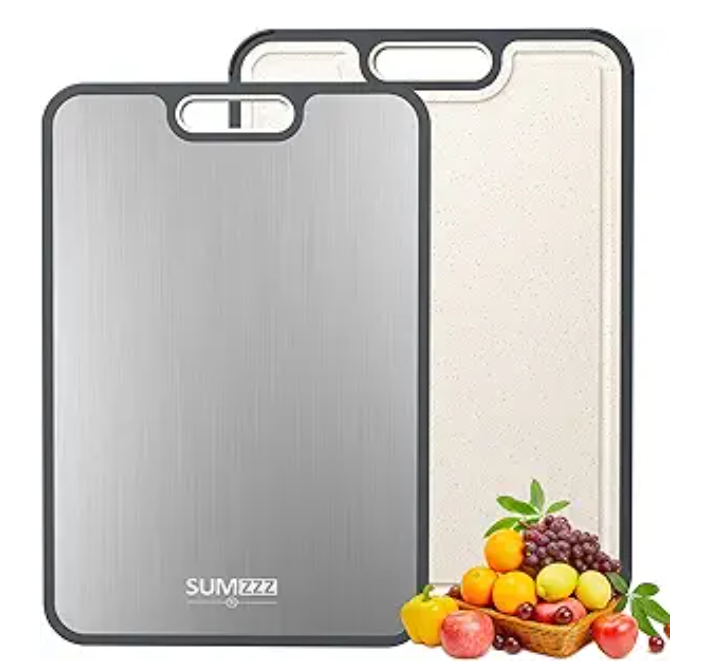 Titanium Double Sided Cutting Board for Kitchen, Cutting Board Double Sided Food Grade, Pure Titanium/PP, Easy to Clean Large Size 16”×11”