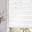 Persilux Cordless Zebra Blinds for Windows (32" W x 72" H, White) with Upgraded Cassette Free-Stop Light Filtering Dual Layers Sheer Window Shades for Home, Outside and Inside Mount