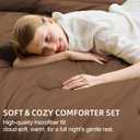 FUANNA Queen Comforter Set Dark Brown, 7 Pieces Soft Bedding Sets Queen Size, All Season Lightweight Bed in a Bag with Comforter, Flat Sheet, Fitted Sheet, Pillowcases & Shams