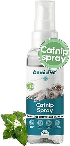 AmeizPet Catnip Spray for Cats, Cat Scratching Sprays, Transparent Cat & Kitten Behaviour Spray 50 ml (1.69 Oz) 2 Pack