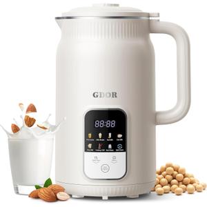 GDOR 35oz Nut Milk Maker, 9-in-1 Plant Milk Machine for Homemade Almond/Oat/Soy, Juice & Smoothie, Blender with 12 Stainless Steel Blades, Keep Warm, 12H Delay, Boil Water and Self-Cleaning