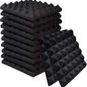 Ikaufen 48 Pack Pyramid Designed Acoustic Foam Panels, 12 x 12 x 2 Inches Sound Proof Foam Panels, High Density and Fire Resistant Acoustic Panels, Sound Panels, Studio Foam for Wall and Ceiling