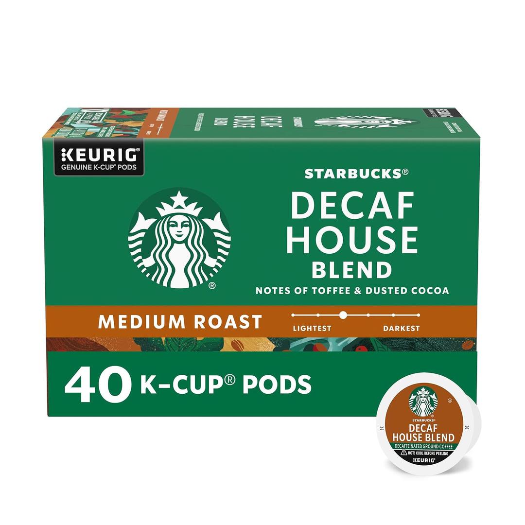 Starbucks K-Cup Coffee Pods, Decaf House Blend Medium Roast, 40 Count, Best Before: 08/MAR/2026