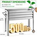 Land Guard 2 Pack Galvanized Raised Garden Bed with Legs & Wheels, 48×18×32in Metal Elevated Raised Planter Box for Backyard, Patio, Balcony, 500lb Capacity, Silver