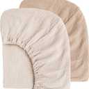 MairMore Muslin Crib Sheets for Baby Girls and Boys, Neutral Fitted Baby Bed Sheets for Standard Crib & Toddler Mattress - Soft and Breathable - 52"x28" (Ash & Ivory)