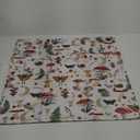 Horaldaily Mushroom Tablecloth 60x60 Inch Square, Seasonal White Vintage Moths Washable Seasonal Table Cover for Party Picnic Dinner Decor