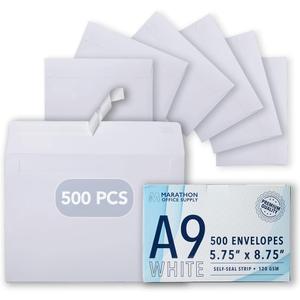 MOS A9 White Envelopes 5.75 x 8.75 Inch 500 Pack  Self-Seal Heavyweight Invitation Envelopes for Greeting Cards, Card Making, RSVP, Wedding Invitations, Business Mailings